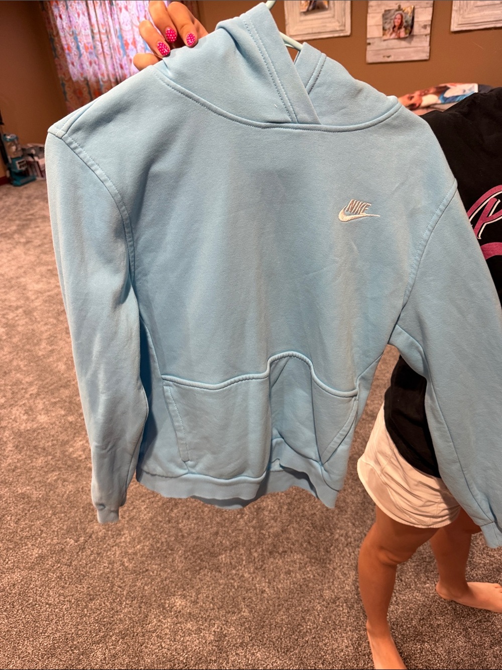 Nike Light Blue Hoodie with White Swoosh